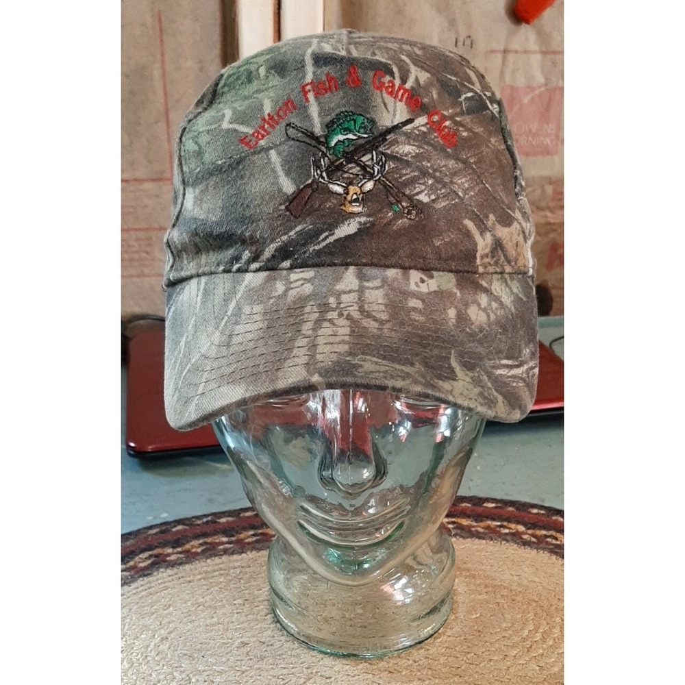 Earlton NY Fish & Game Club Advertising Logo Hat Camo